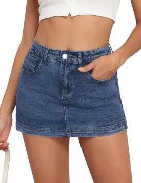 Denim Skort Women Stretch Denims Mini Skirt for Womens High Waist Denim Skirt Women Mini Jean Skirt Fashions Jeans Skort