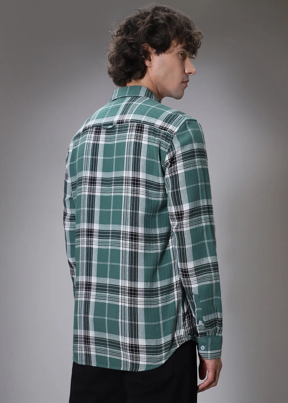 Dobby Dark Green Check Shirt