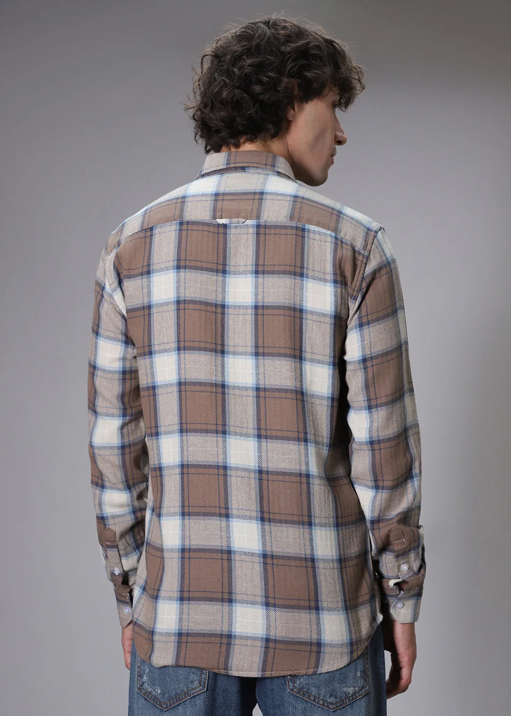 Dobby Peanut Check Shirt