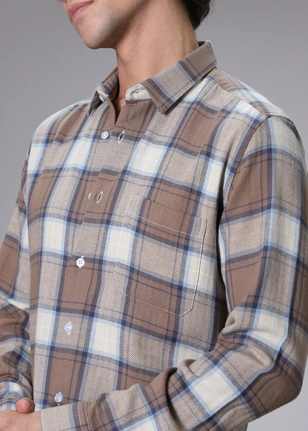 Dobby Peanut Check Shirt