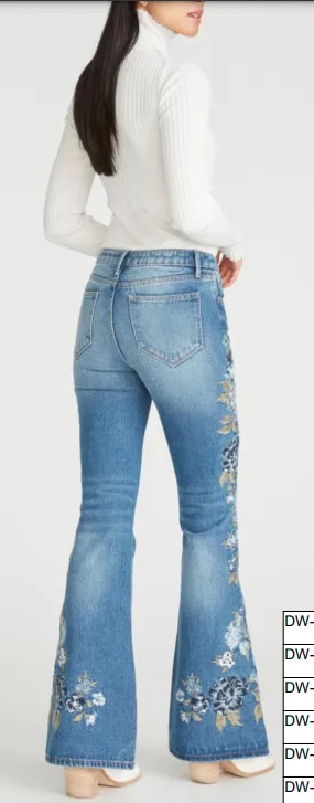 Driftwood Farrah Wide Leg BlueBelle Fleur Embroidered Denim