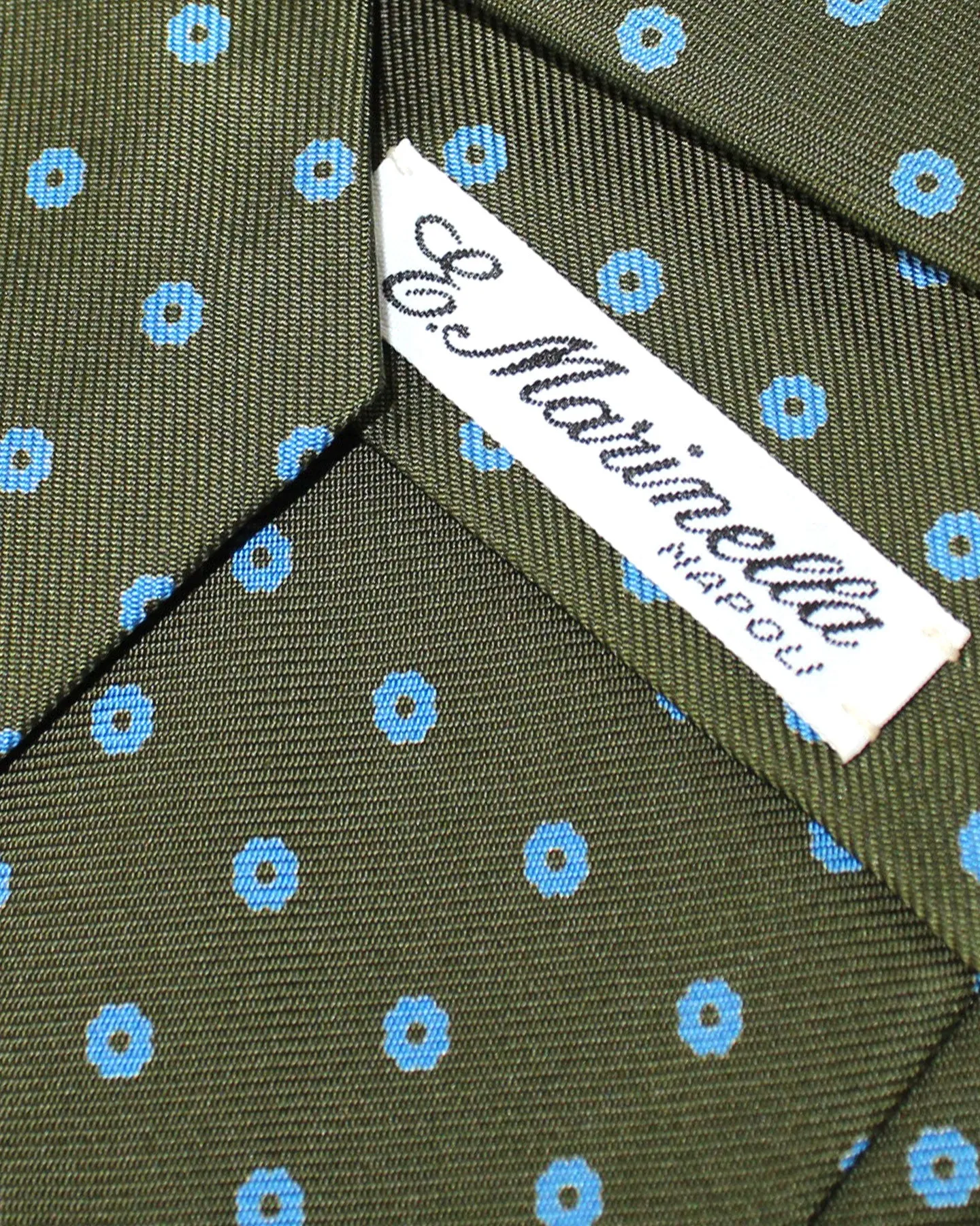 E. Marinella Silk Tie Classic Green Blue Geometric
