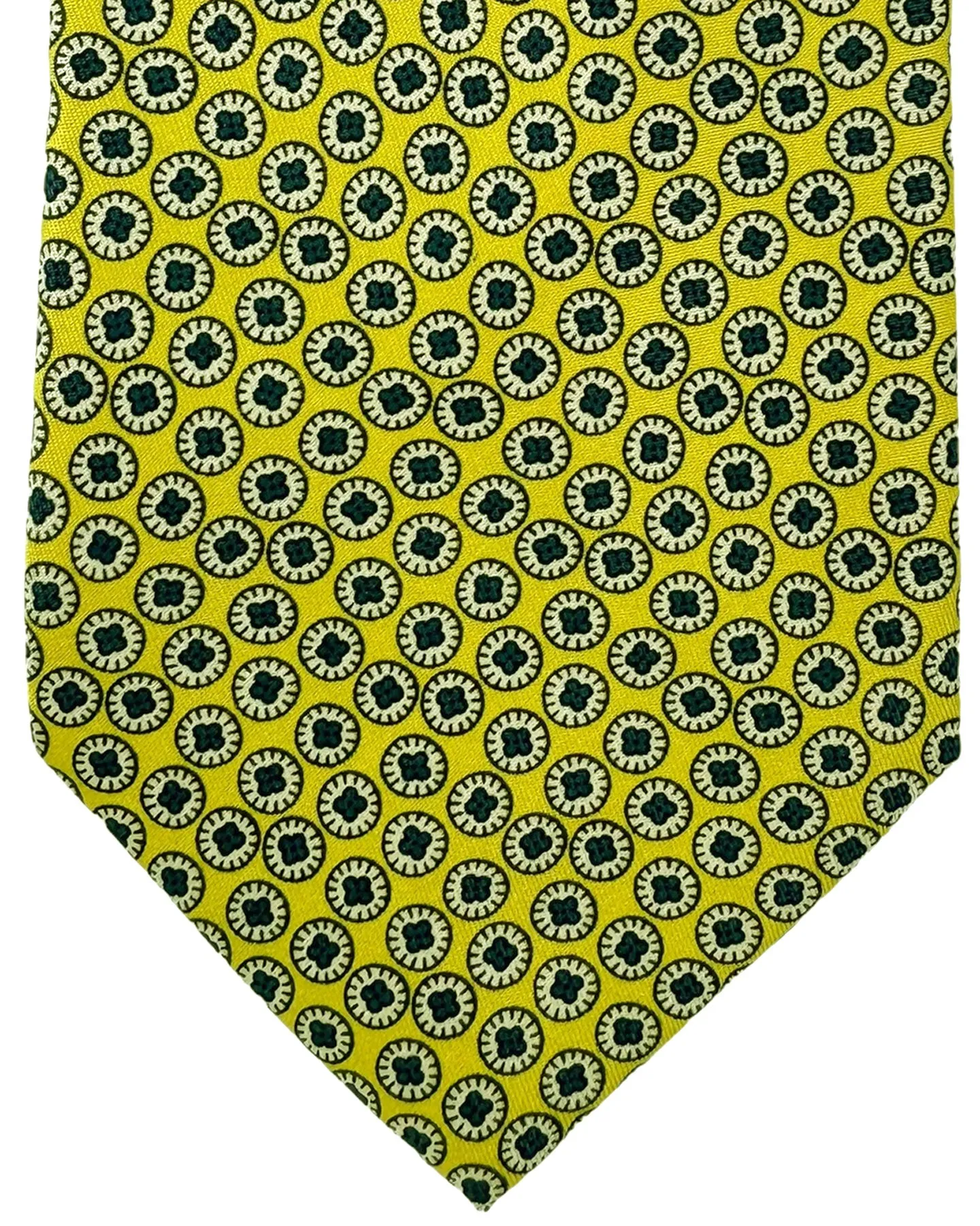 E. Marinella Tie Bright Yellow Navy Mini Geometric Design - Vintage SALE