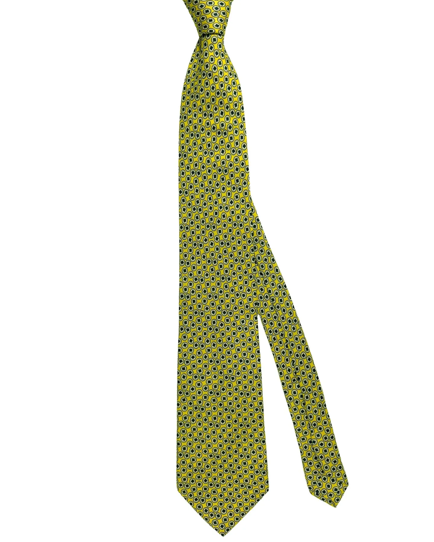 E. Marinella Tie Bright Yellow Navy Mini Geometric Design - Vintage SALE