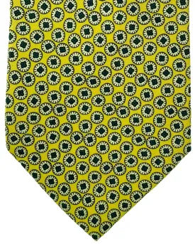 E. Marinella Tie Bright Yellow Navy Mini Geometric Design - Vintage SALE