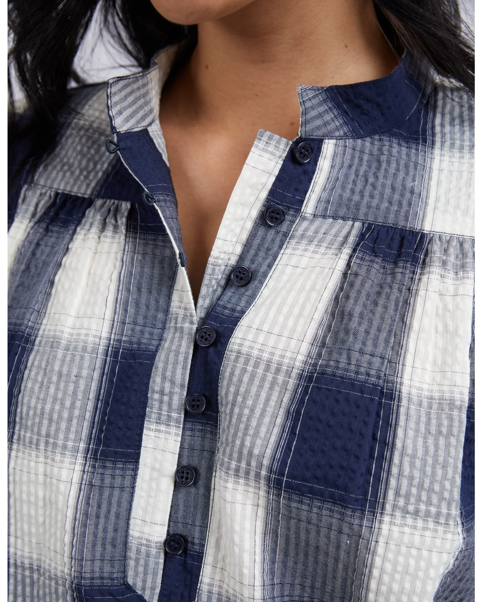 Elm - Cedar Check Blouse - Navy