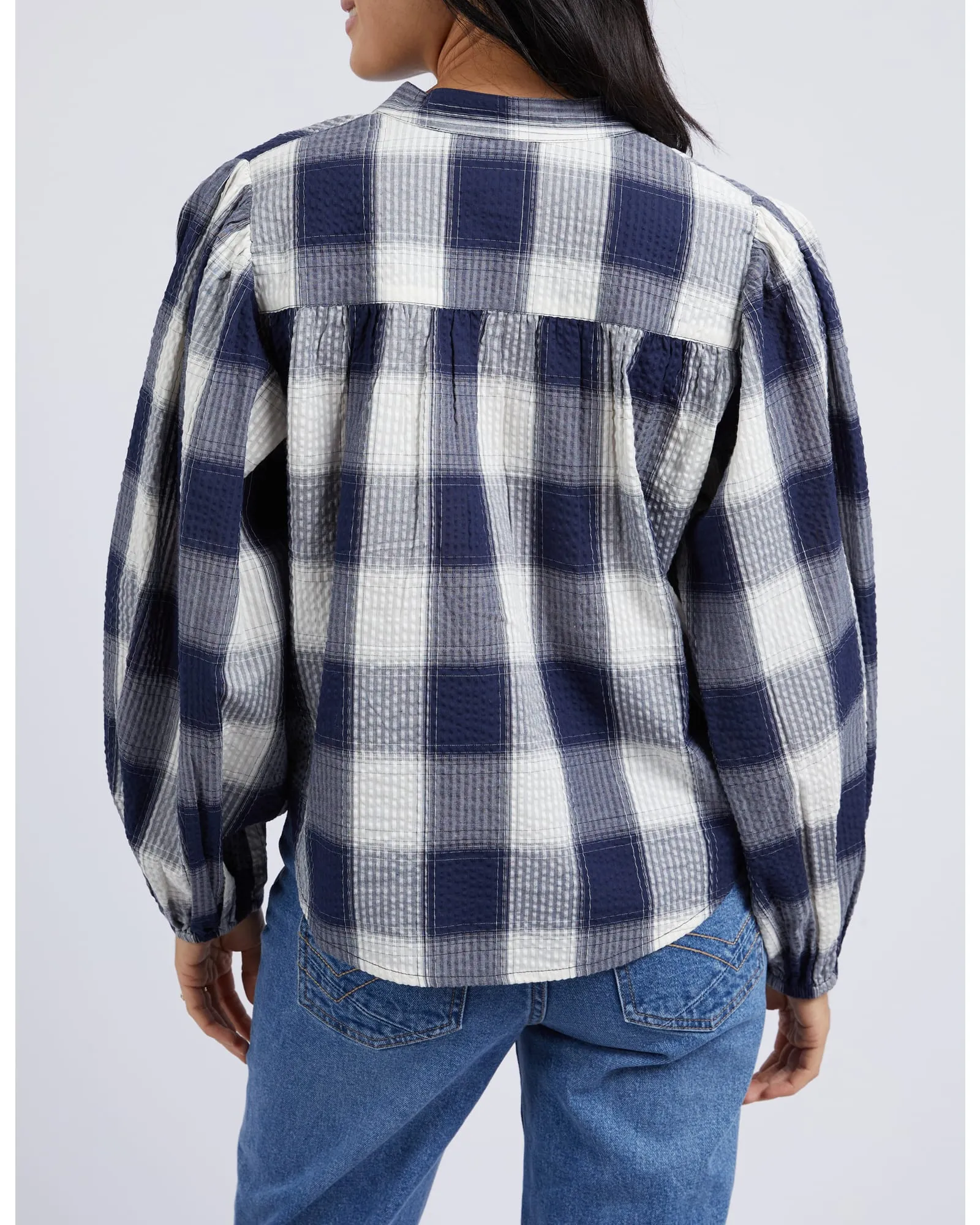 Elm - Cedar Check Blouse - Navy