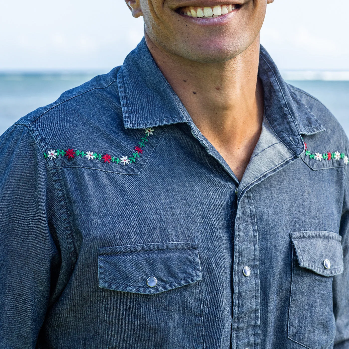 Embroidered Ohia Snap Shirt