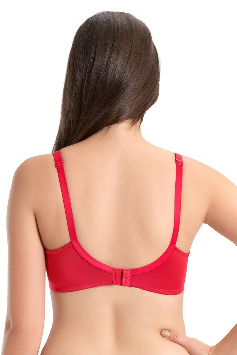 every de Lace Contour Non-Padded Non-Wired Full Cover Bra - Crimson