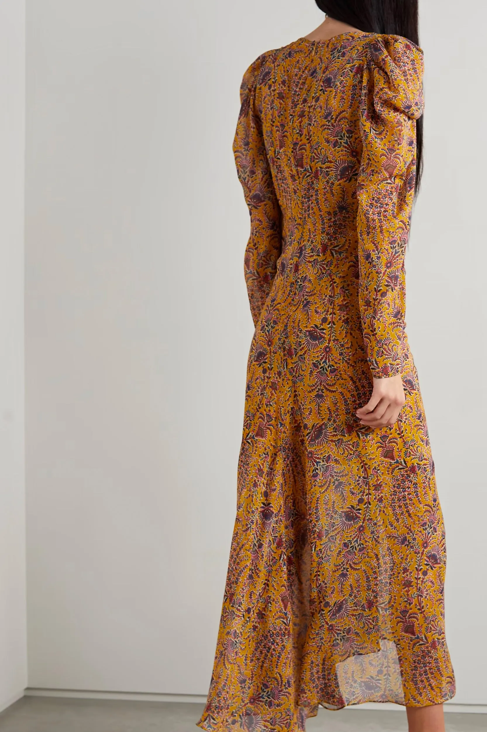 Ferrara Silk Dress in Saffron Multi