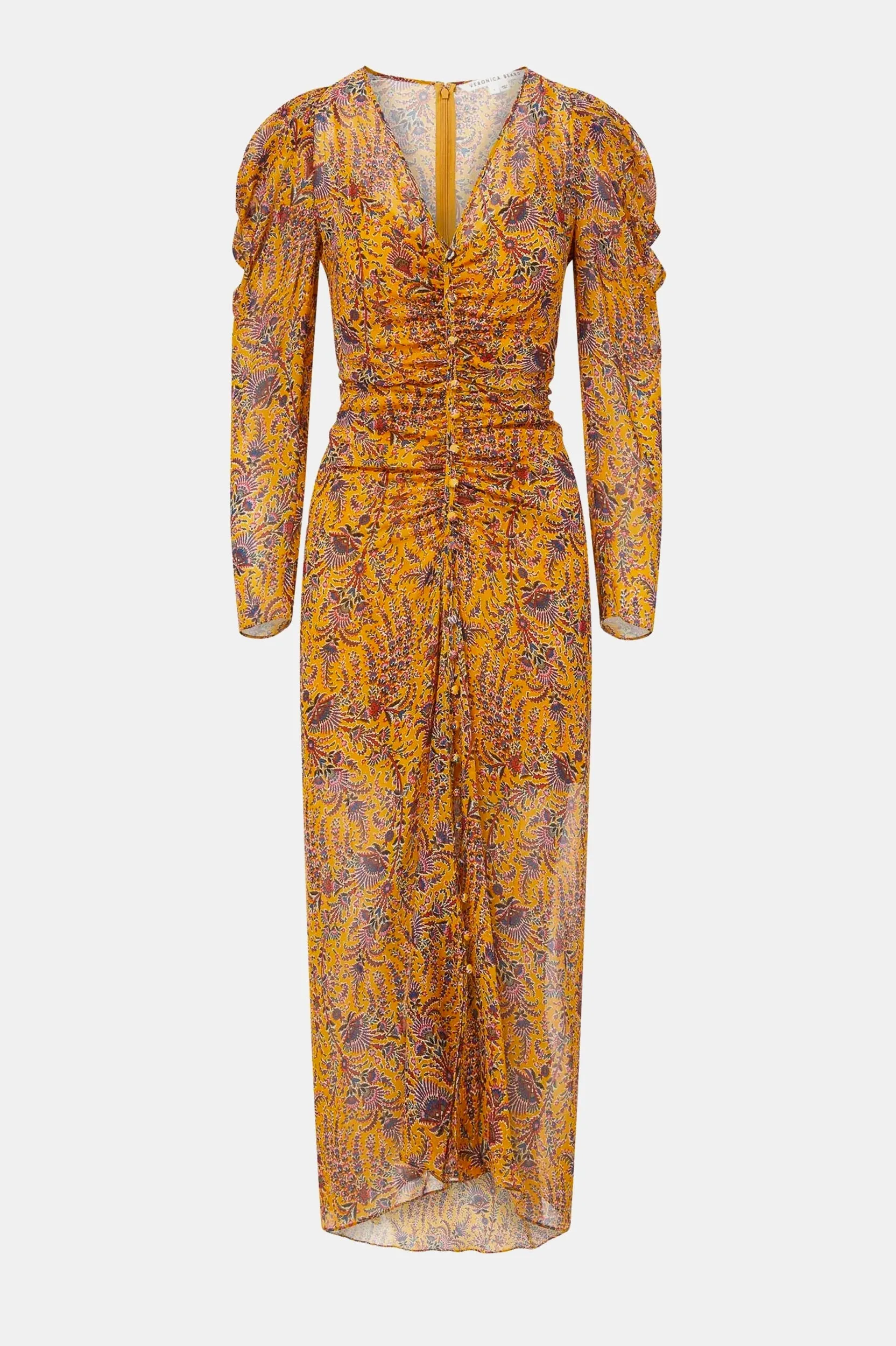 Ferrara Silk Dress in Saffron Multi