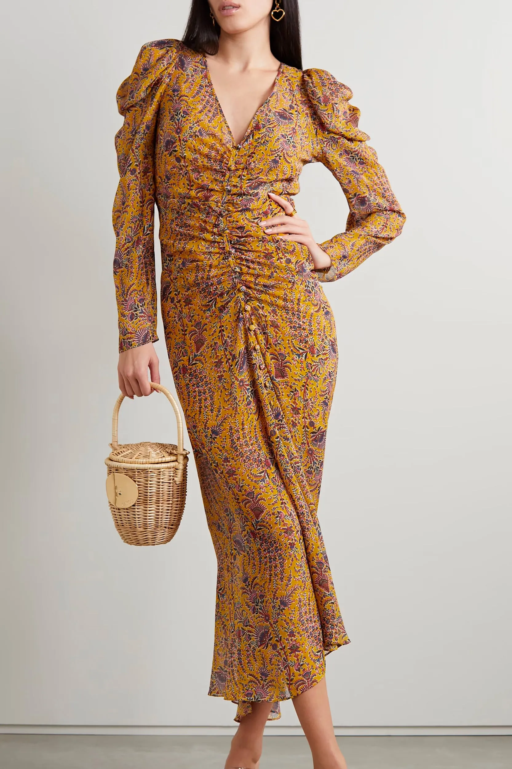 Ferrara Silk Dress in Saffron Multi