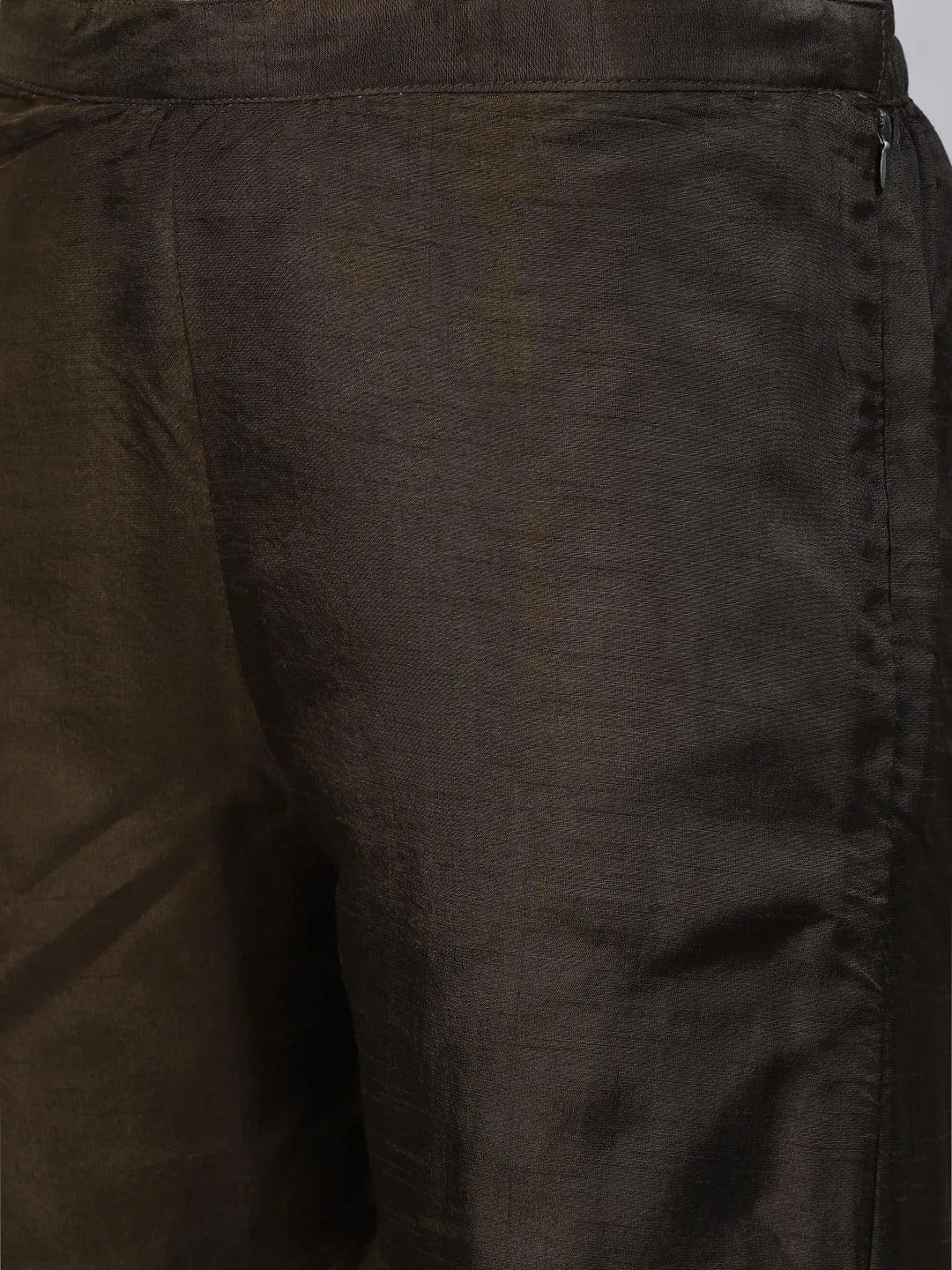 Floral Hand Embroidered Straight Kurta with Pants & Dupatta - Dark Green