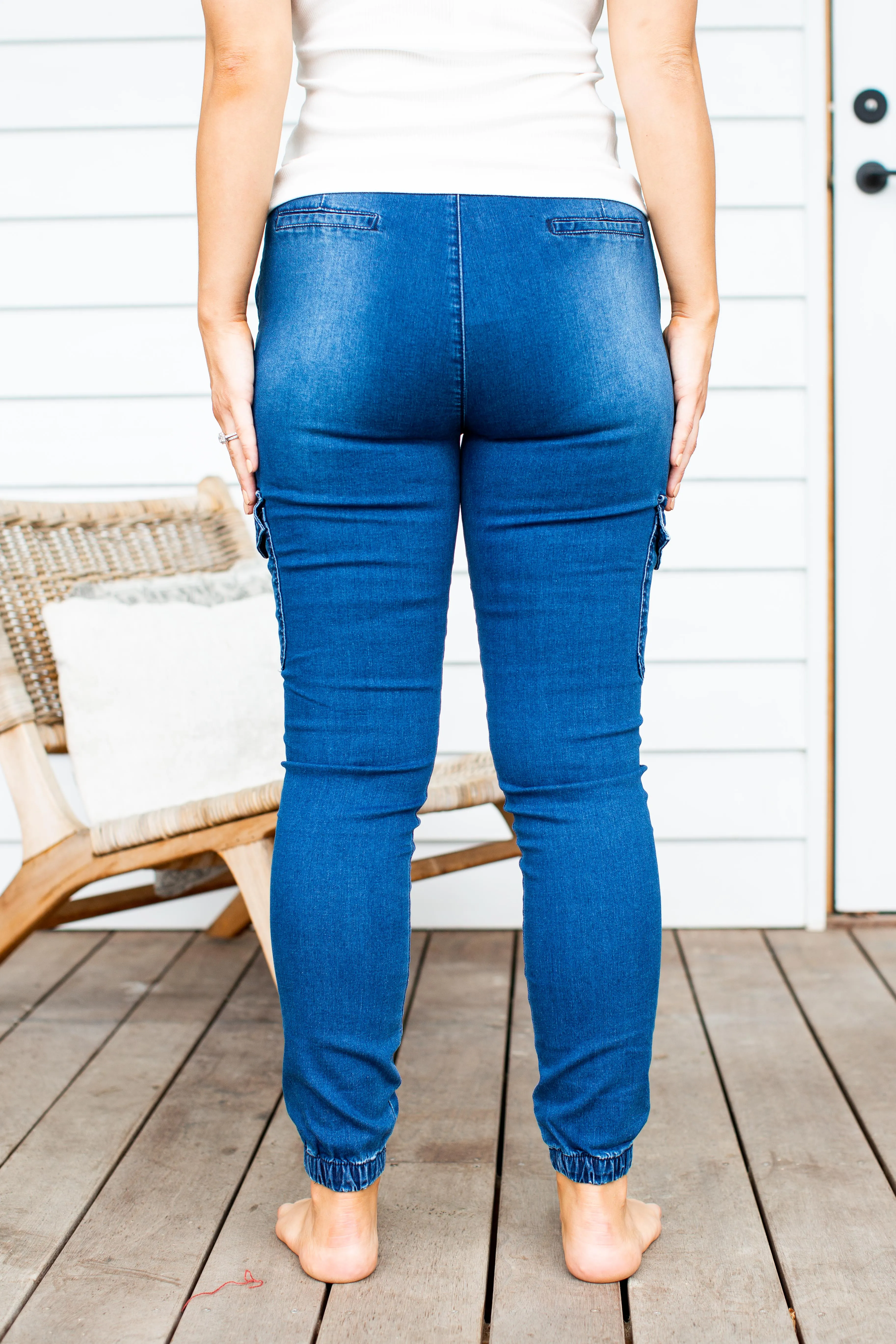 Florence Denim Joggers in Dark Blue