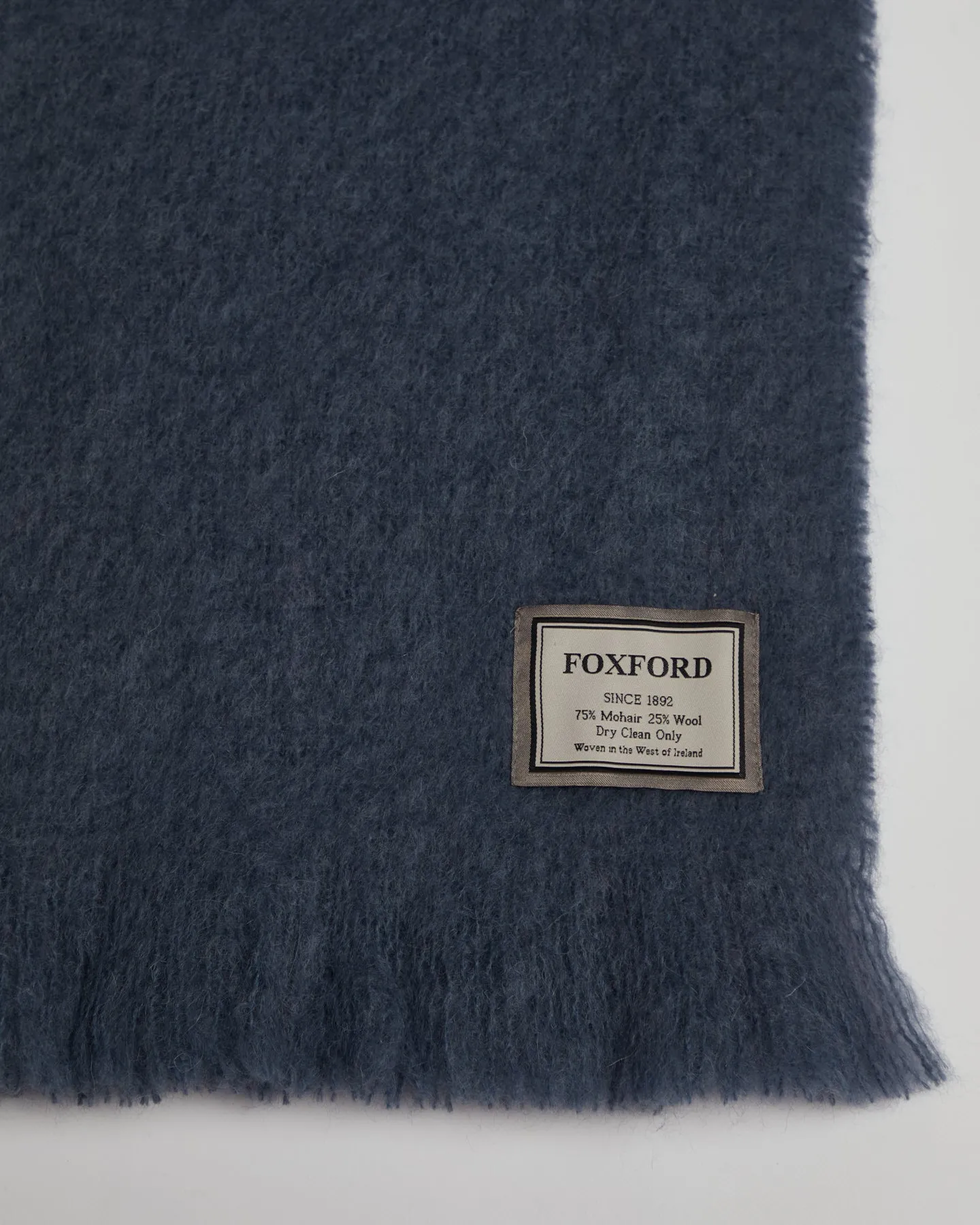 Premium Hague Blue Mohair Throw Blanket from Foxford
