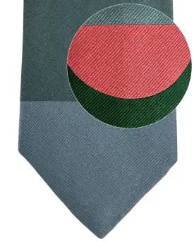 Gene Meyer Tie Gray-Blue Dark Green Pink Design - Hand Made in Italy