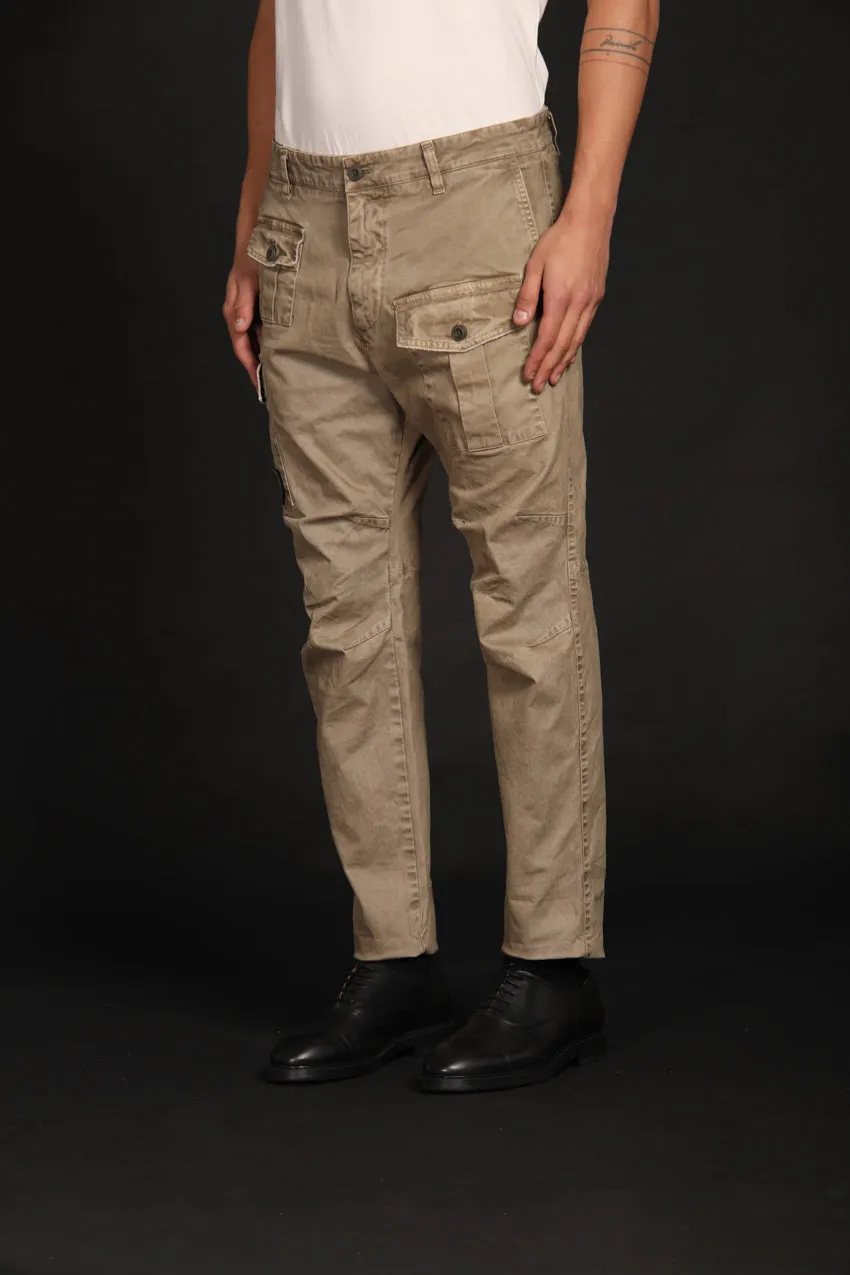 George Coolpocket pantalone cargo uomo in gabardina Logo Limited Edition carrot fit ①