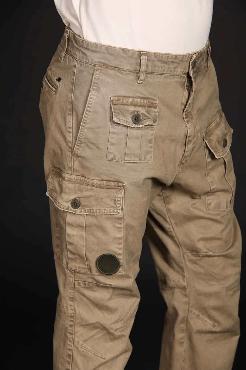 George Coolpocket pantalone cargo uomo in gabardina Logo Limited Edition carrot fit ①