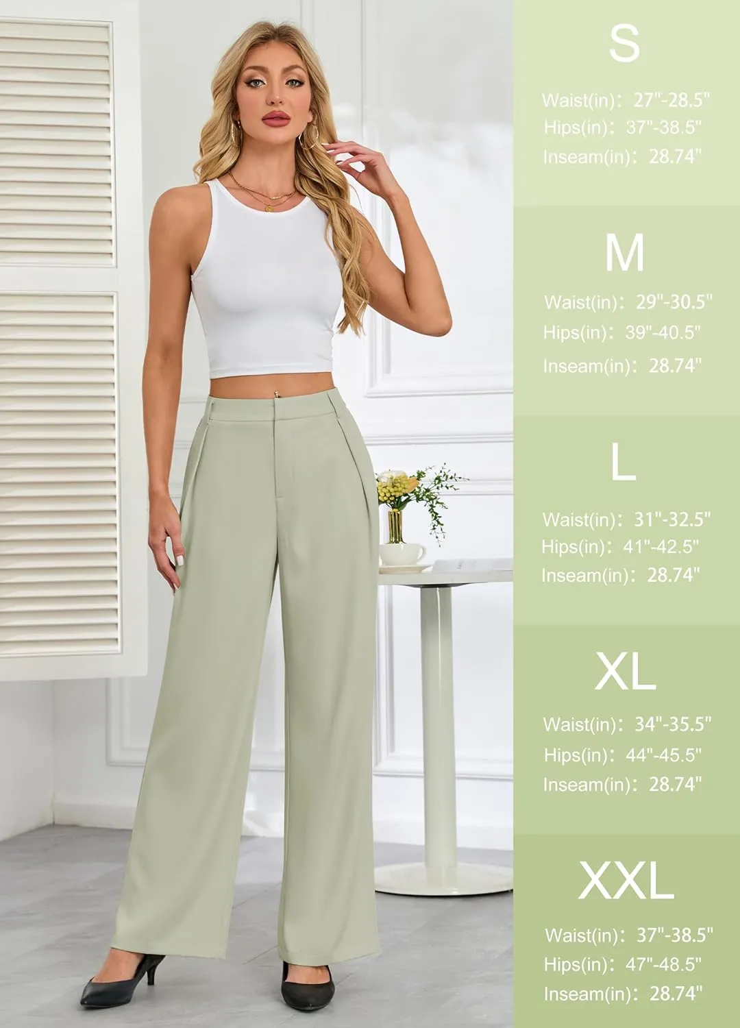 Gracyoga Women's Wide Leg Petite Dress Pants High Waisted Casual Work Trousers 2025 Business Outfits with Pockets