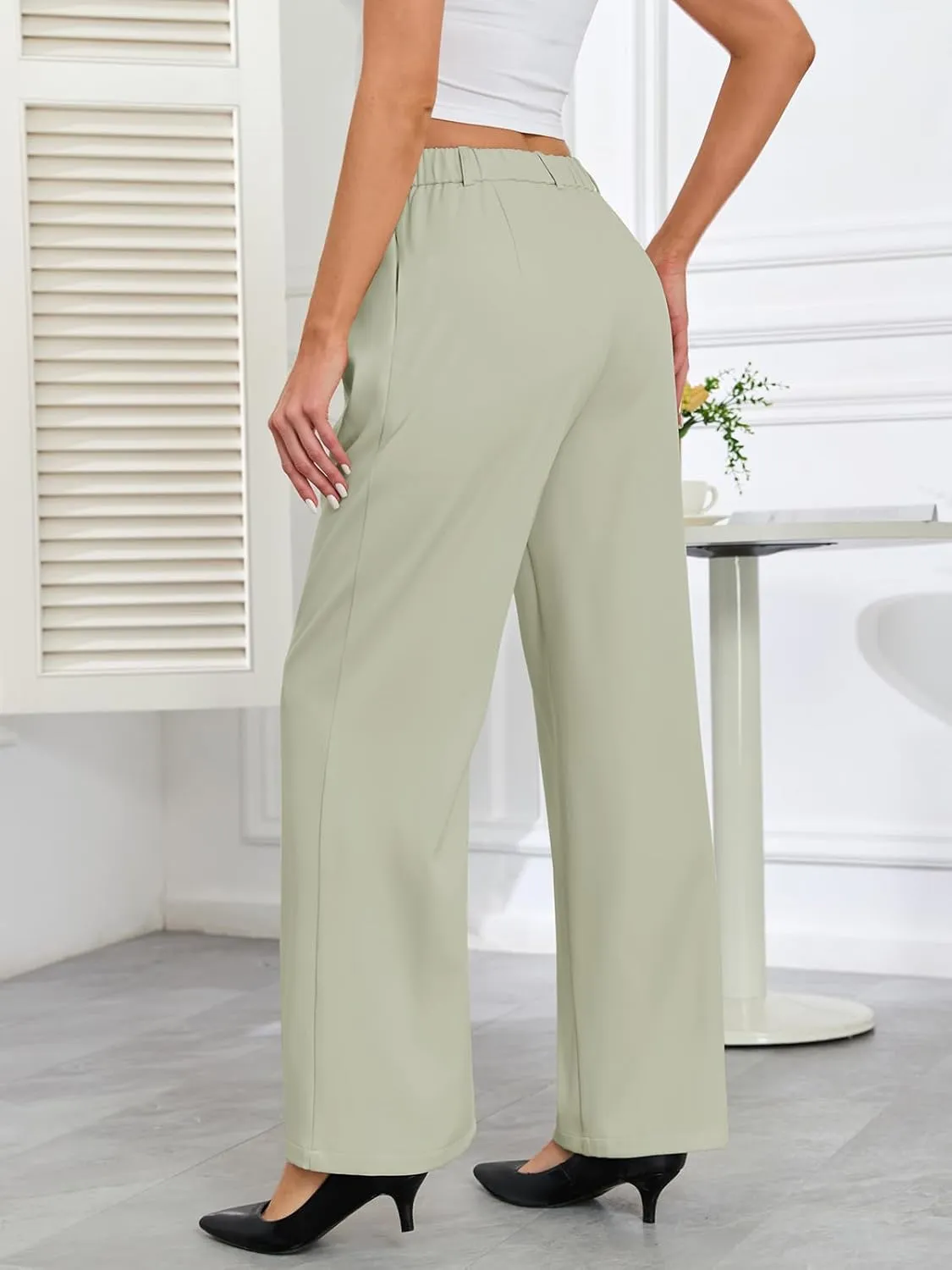 Gracyoga Women's Wide Leg Petite Dress Pants High Waisted Casual Work Trousers 2025 Business Outfits with Pockets