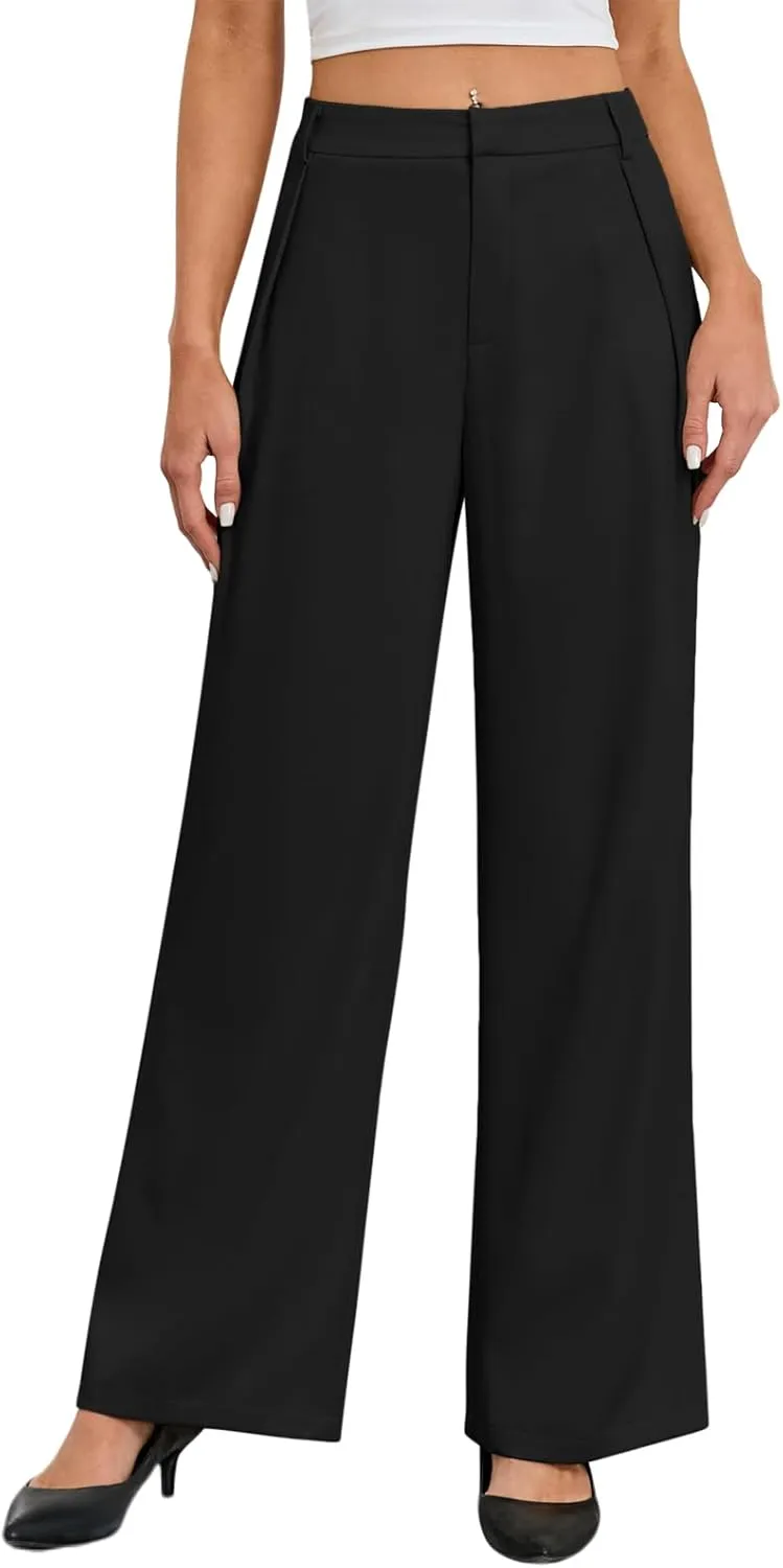 Gracyoga Women's Wide Leg Petite Dress Pants High Waisted Casual Work Trousers 2025 Business Outfits with Pockets