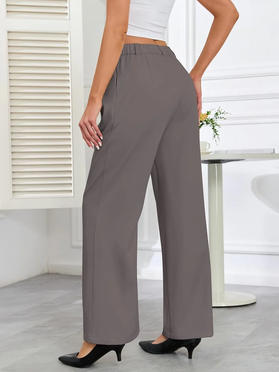 Gracyoga Women's Wide Leg Petite Dress Pants High Waisted Casual Work Trousers 2025 Business Outfits with Pockets