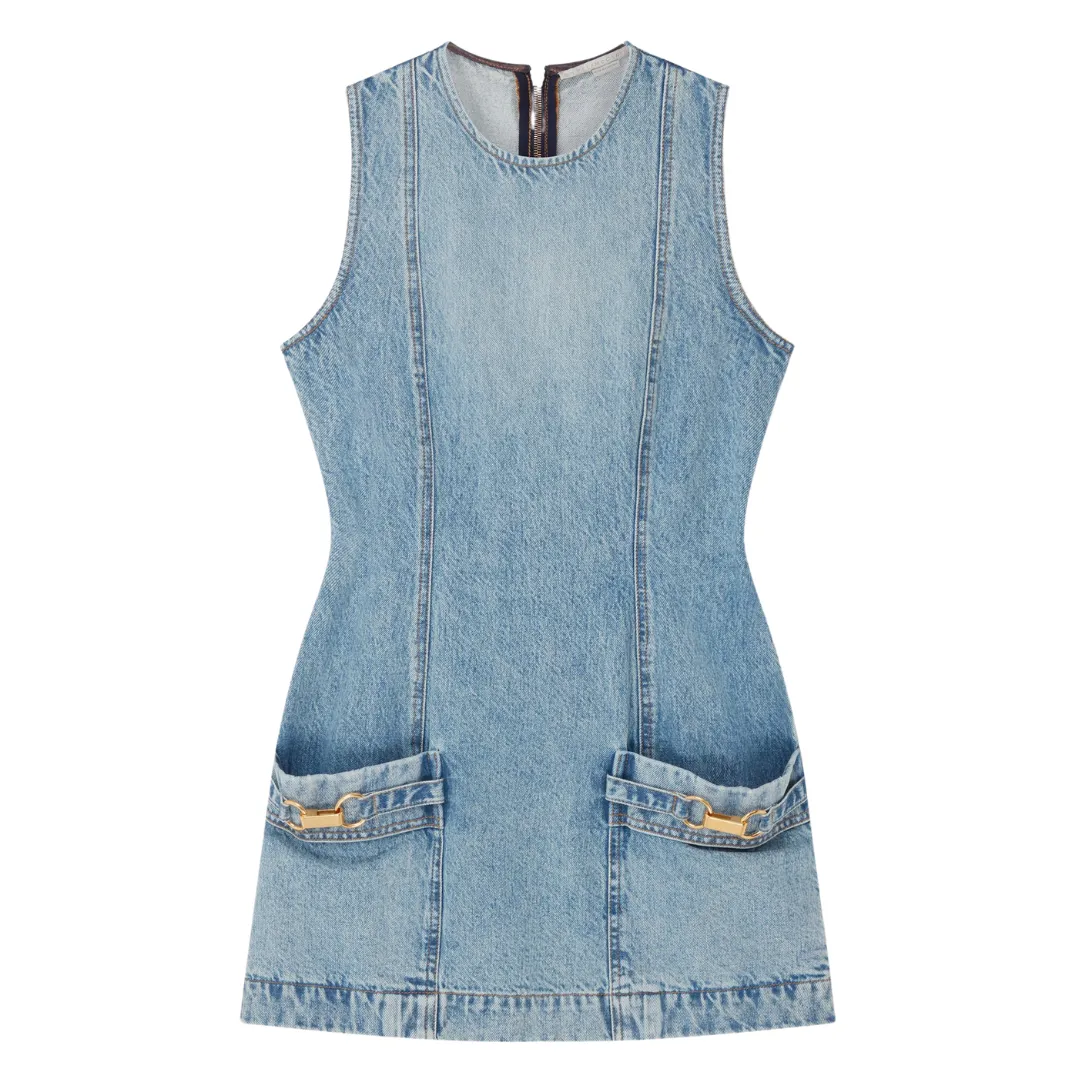 Hardware Detail Denim Dress