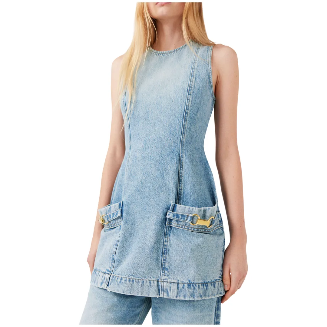 Hardware Detail Denim Dress