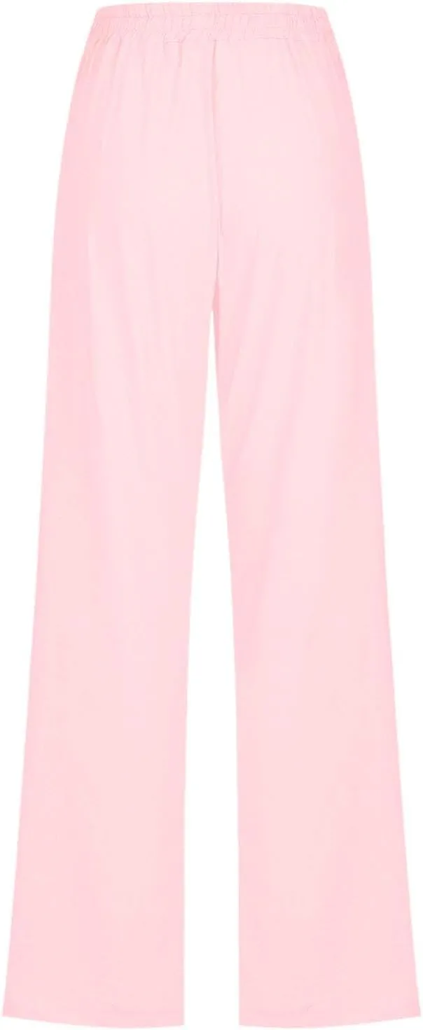 Linen Pants Women Summer,Cotton Linen Straight Leg Petite Casual Pants with Pockets Comfy Lounge Pant 2025