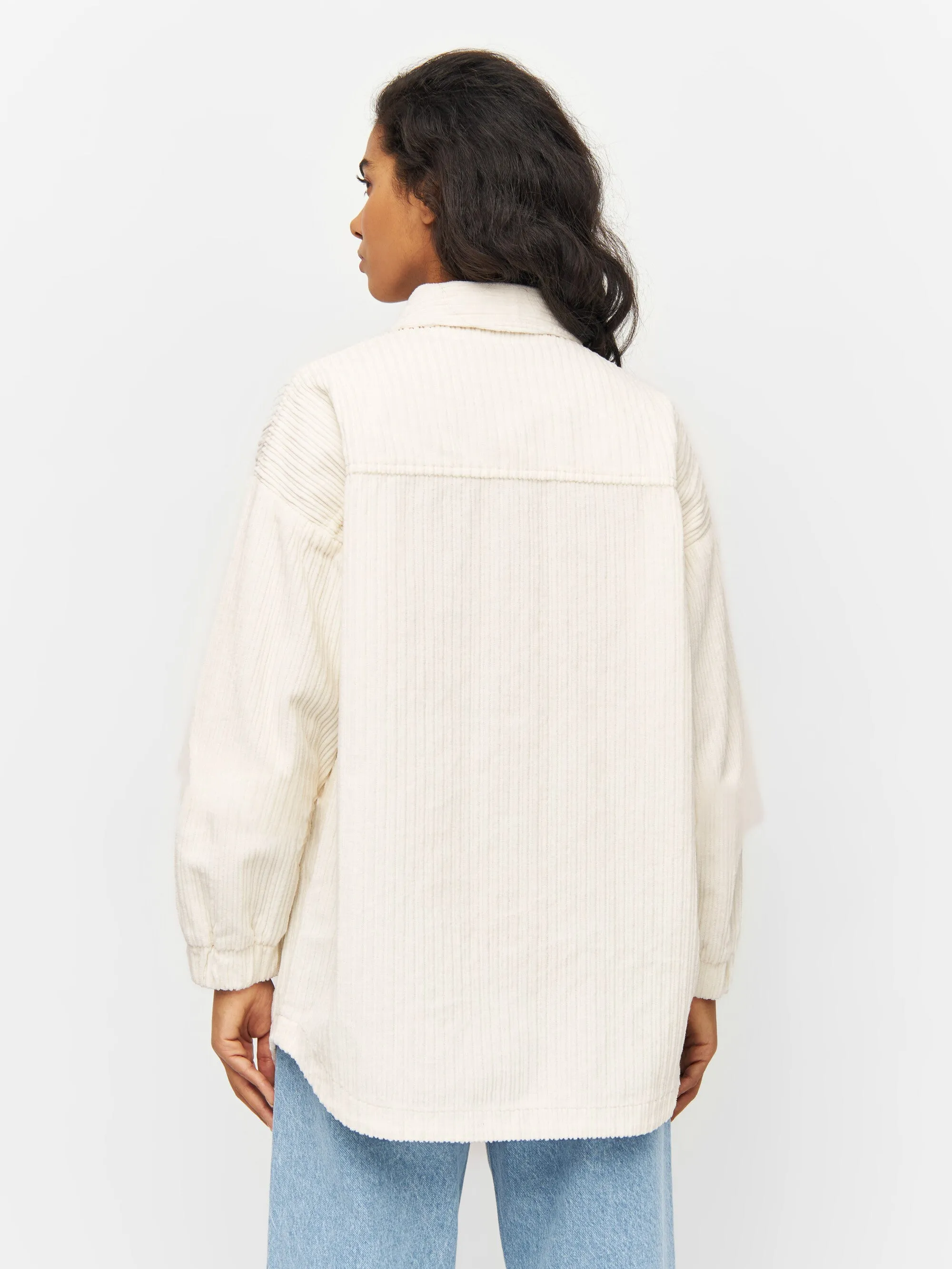 Loose irregular corduroy overshirt - Buttercream