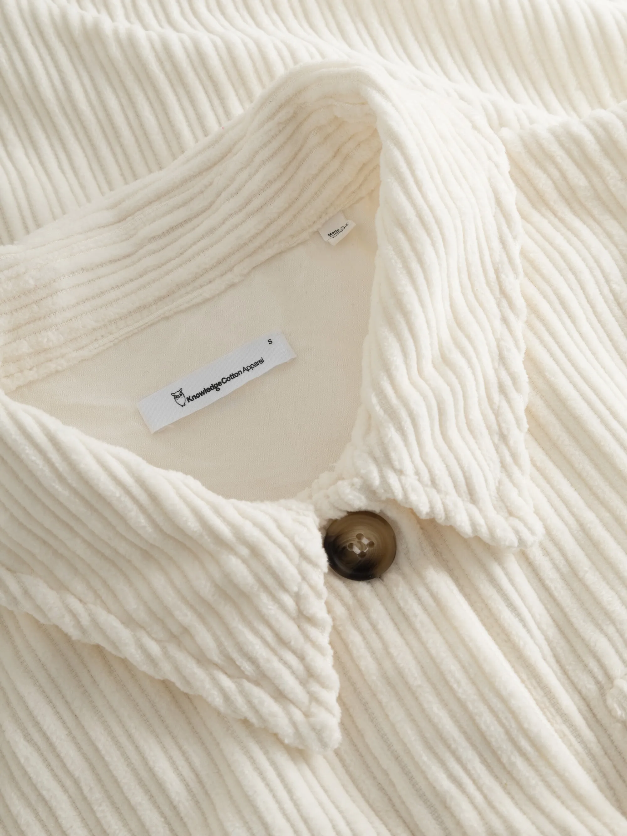 Loose irregular corduroy overshirt - Buttercream