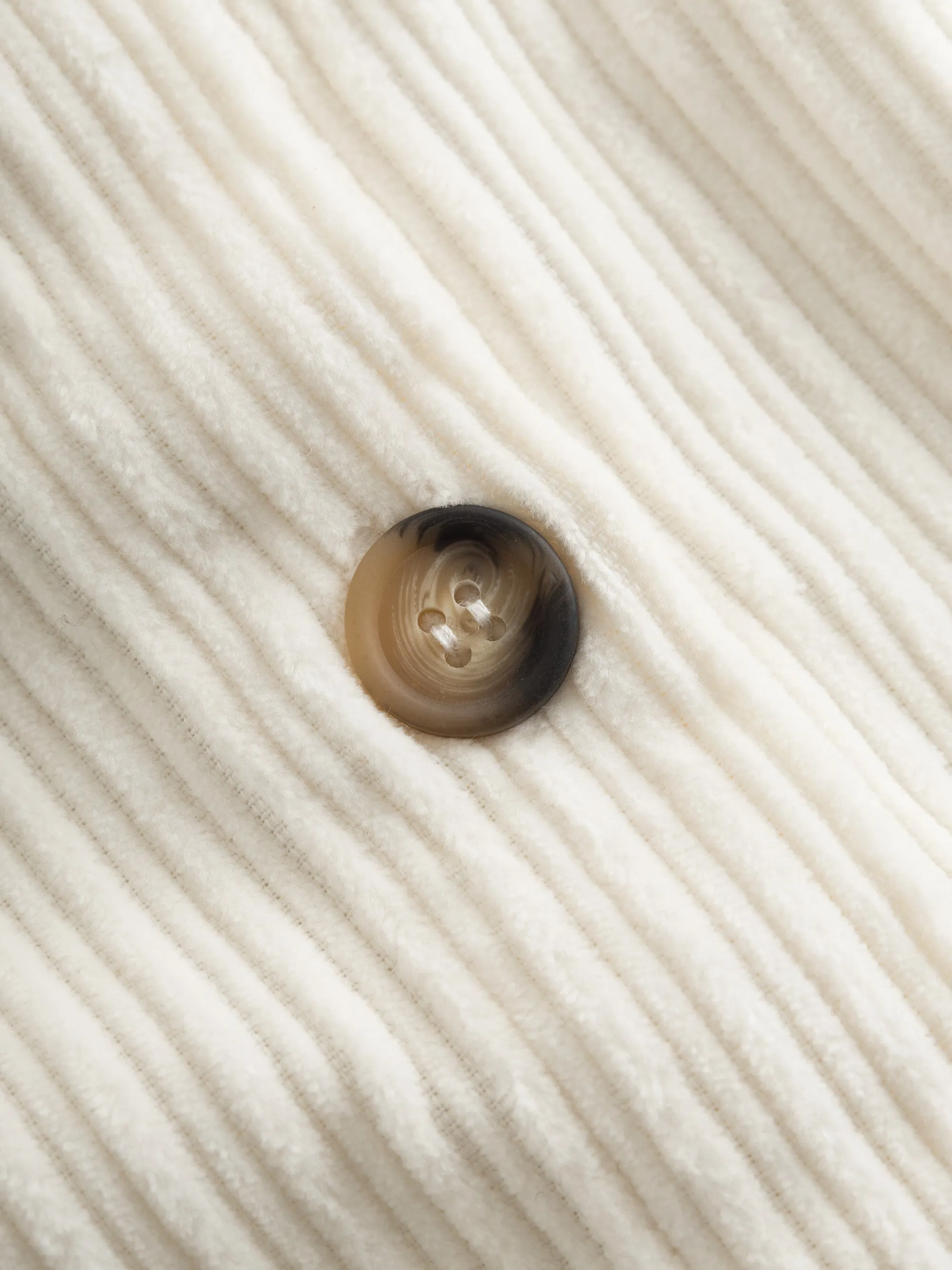 Loose irregular corduroy overshirt - Buttercream