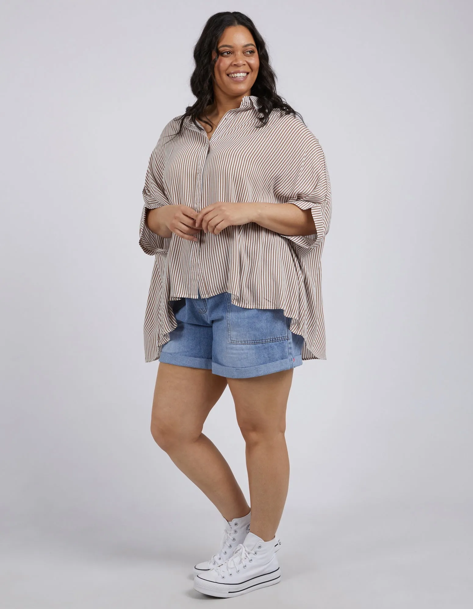 Luna Shirt Mocha & White Stripe