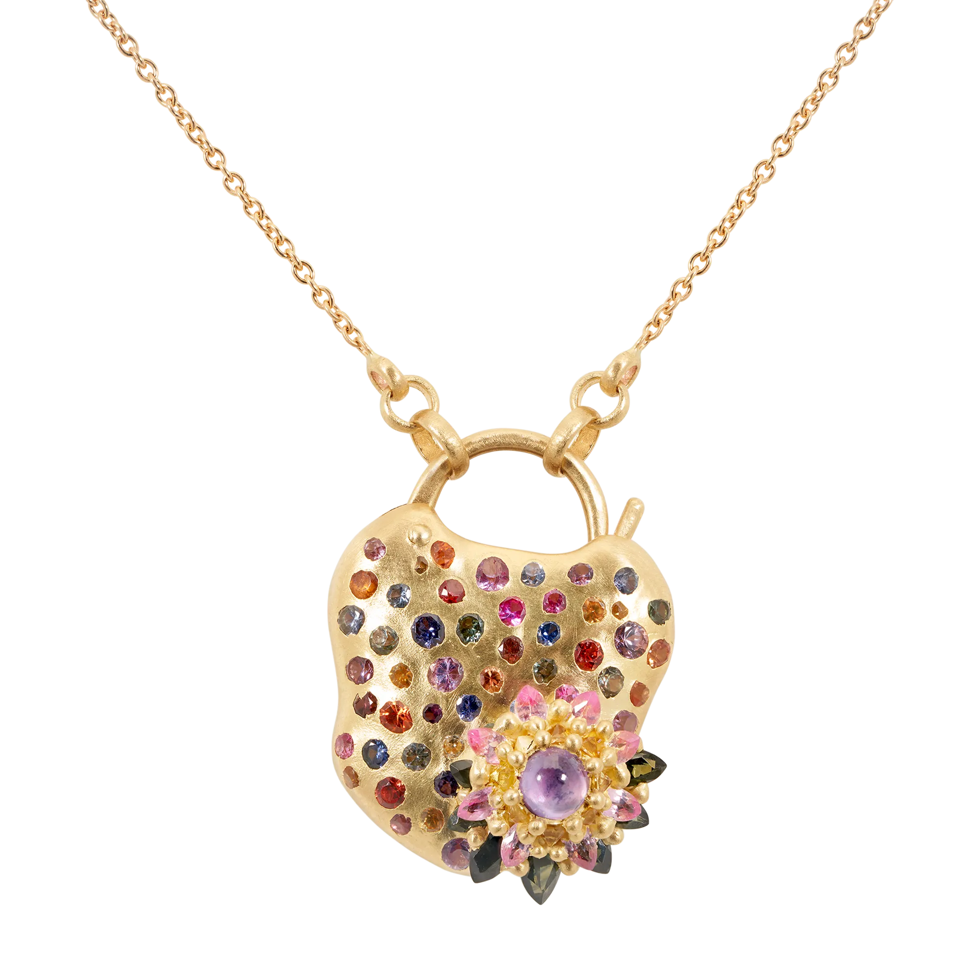 Medium Rainbow Daisy Padlock Necklace - Made to Order