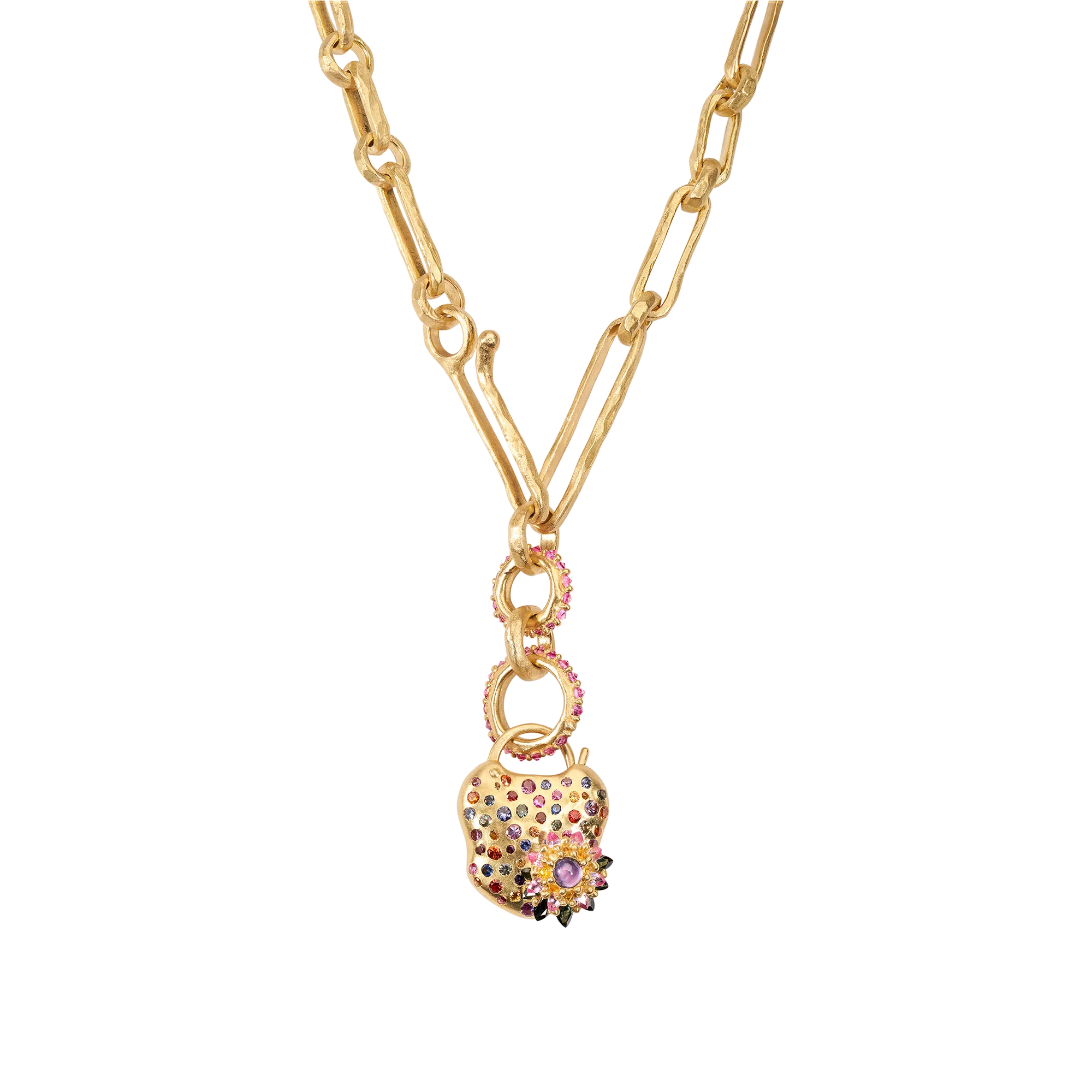 Medium Rainbow Daisy Padlock Necklace - Made to Order