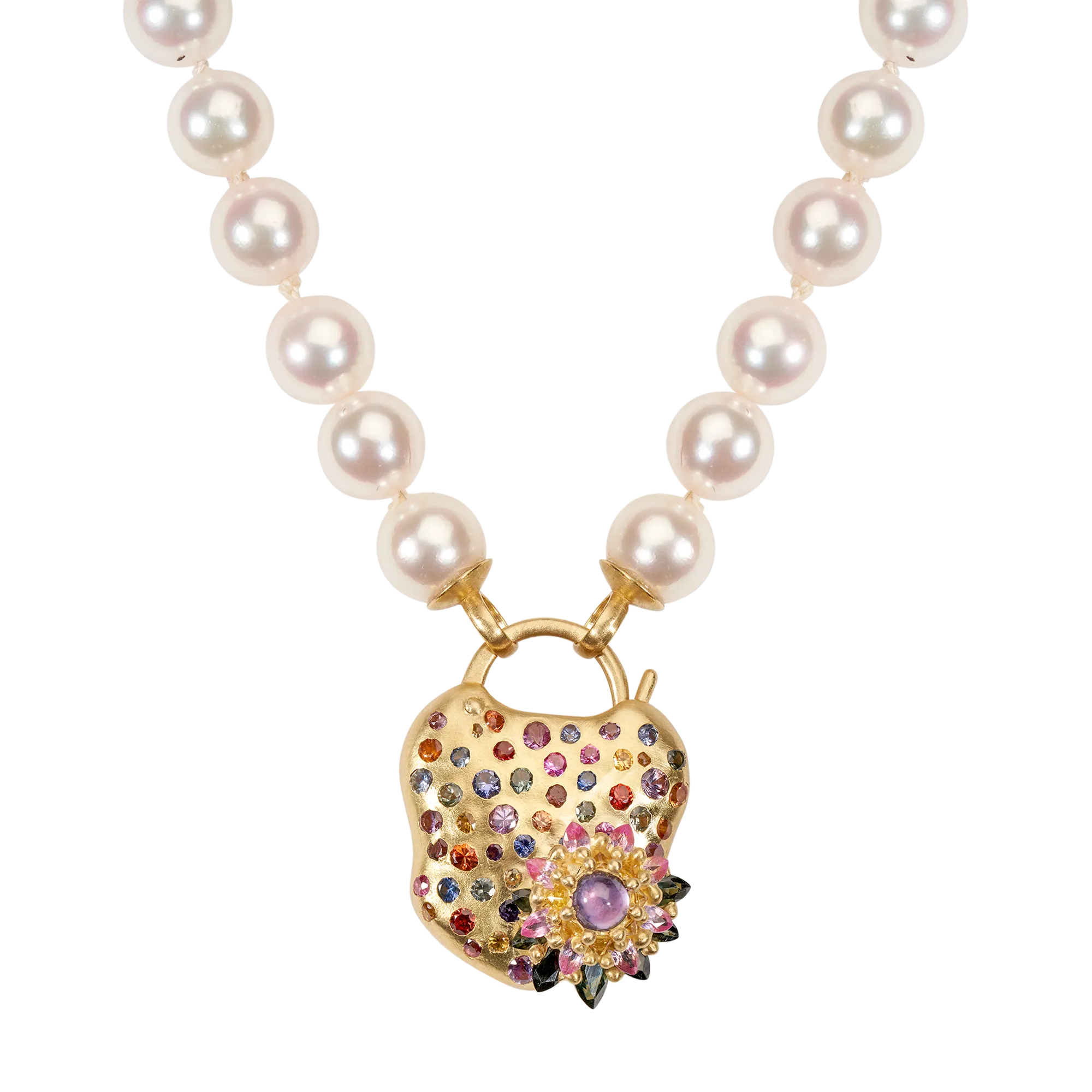 Medium Rainbow Daisy Padlock Necklace - Made to Order