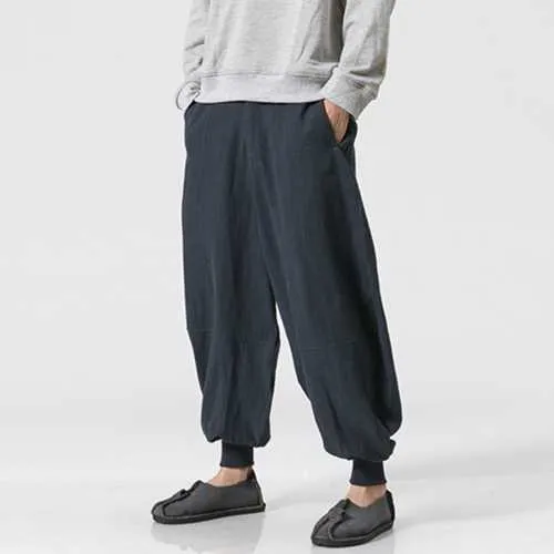 Mens 100% Cotton Loose S-5XL Comfy Bagggy Harem Pants