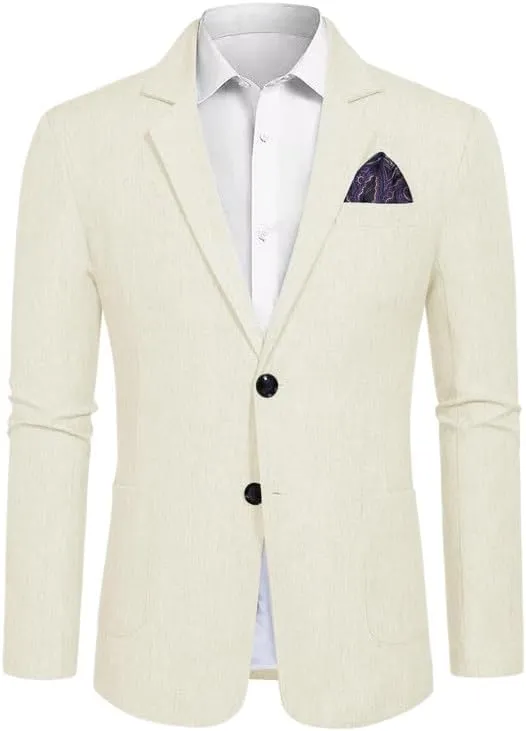 Men's Blazer Sport Coats Casual 2 Button Notched Lapel Lightweight Suit Jackets for Daily Wedding Prom