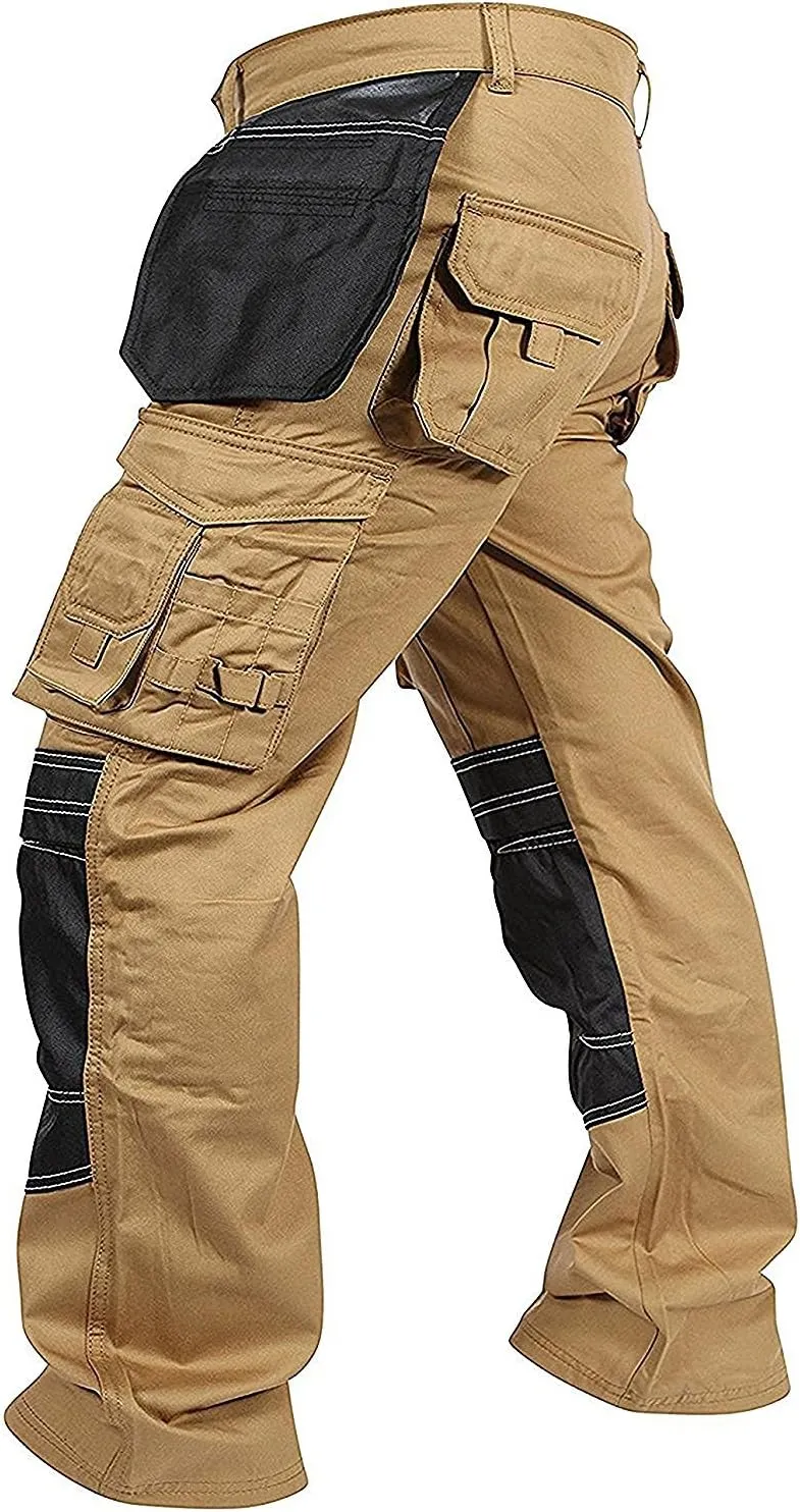Mens Cargo Pants Khaki Black Grey Cordura Utility Work Safety Trousers Knee Pad Pockets
