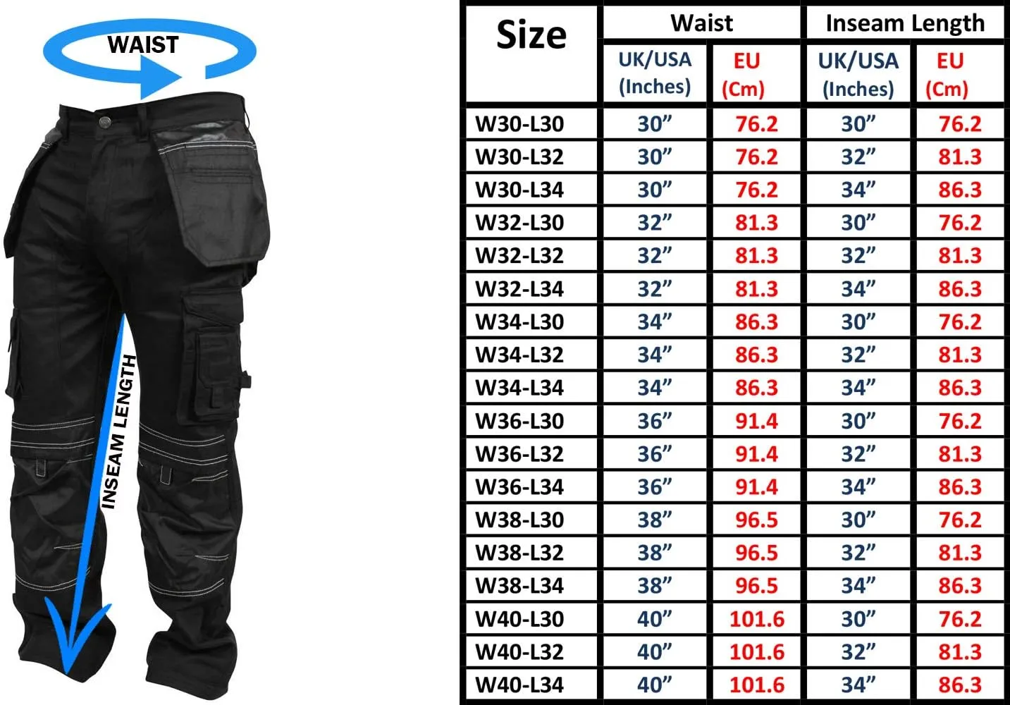 Mens Cargo Pants Khaki Black Grey Cordura Utility Work Safety Trousers Knee Pad Pockets
