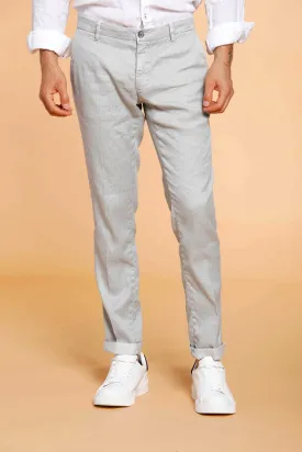 Milano Style pantalone chino uomo in lino con microstampa extra slim fit