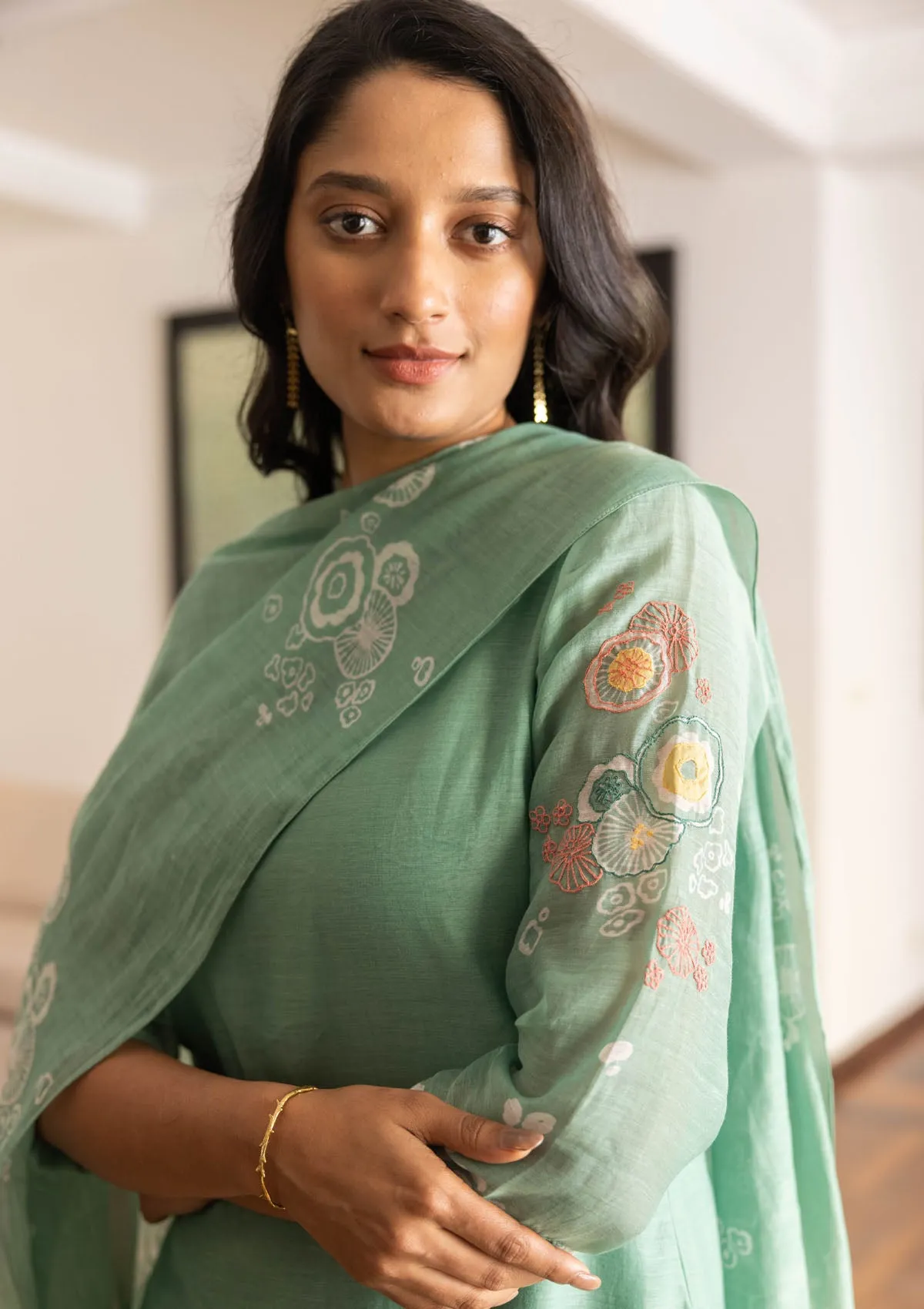 Mint Floral Kurta Set