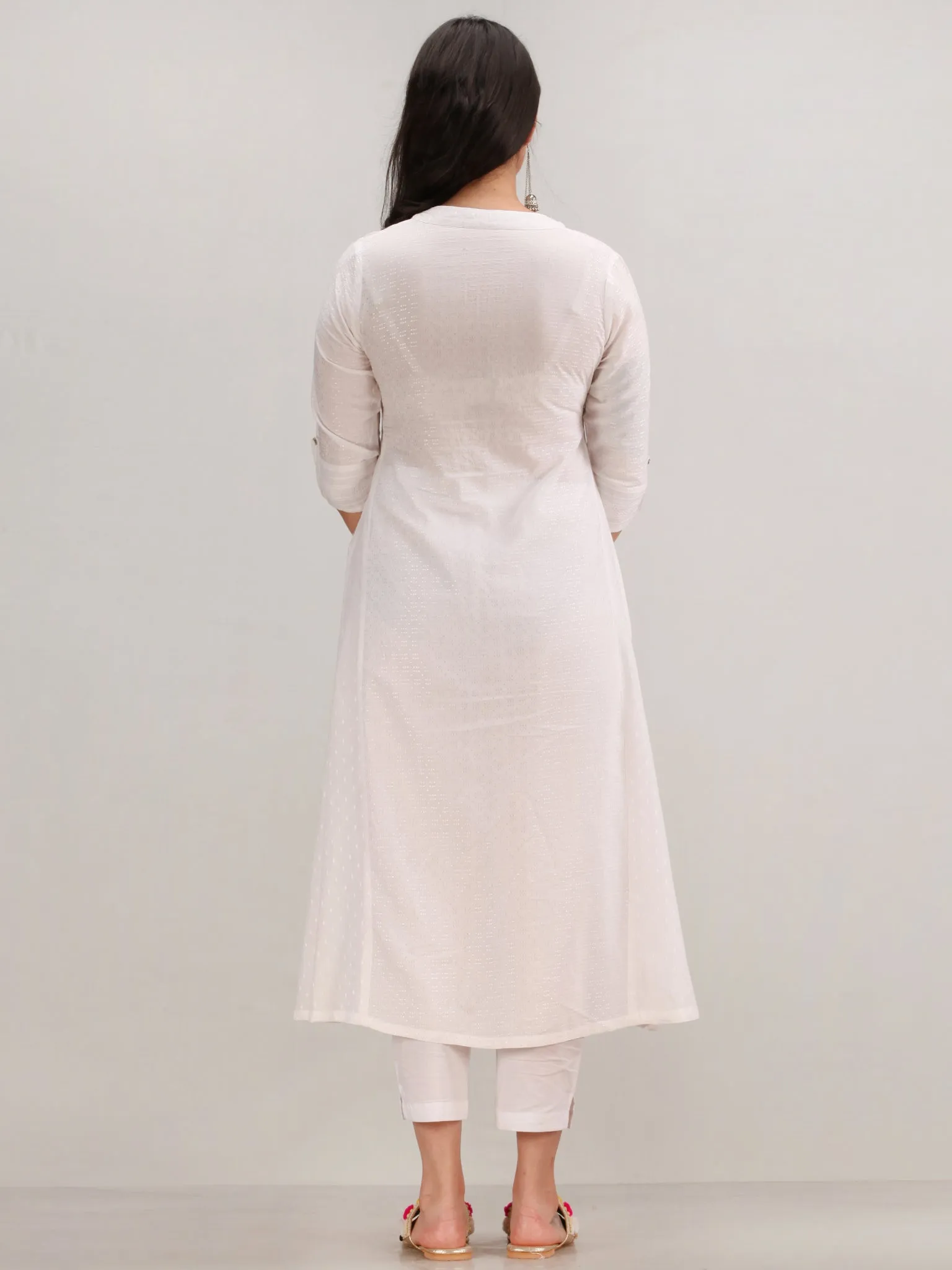 Noor Bareen - Self Emboss Work ALine Kurta Pant Set With Leheriya Dupatta - KS39AXXD9