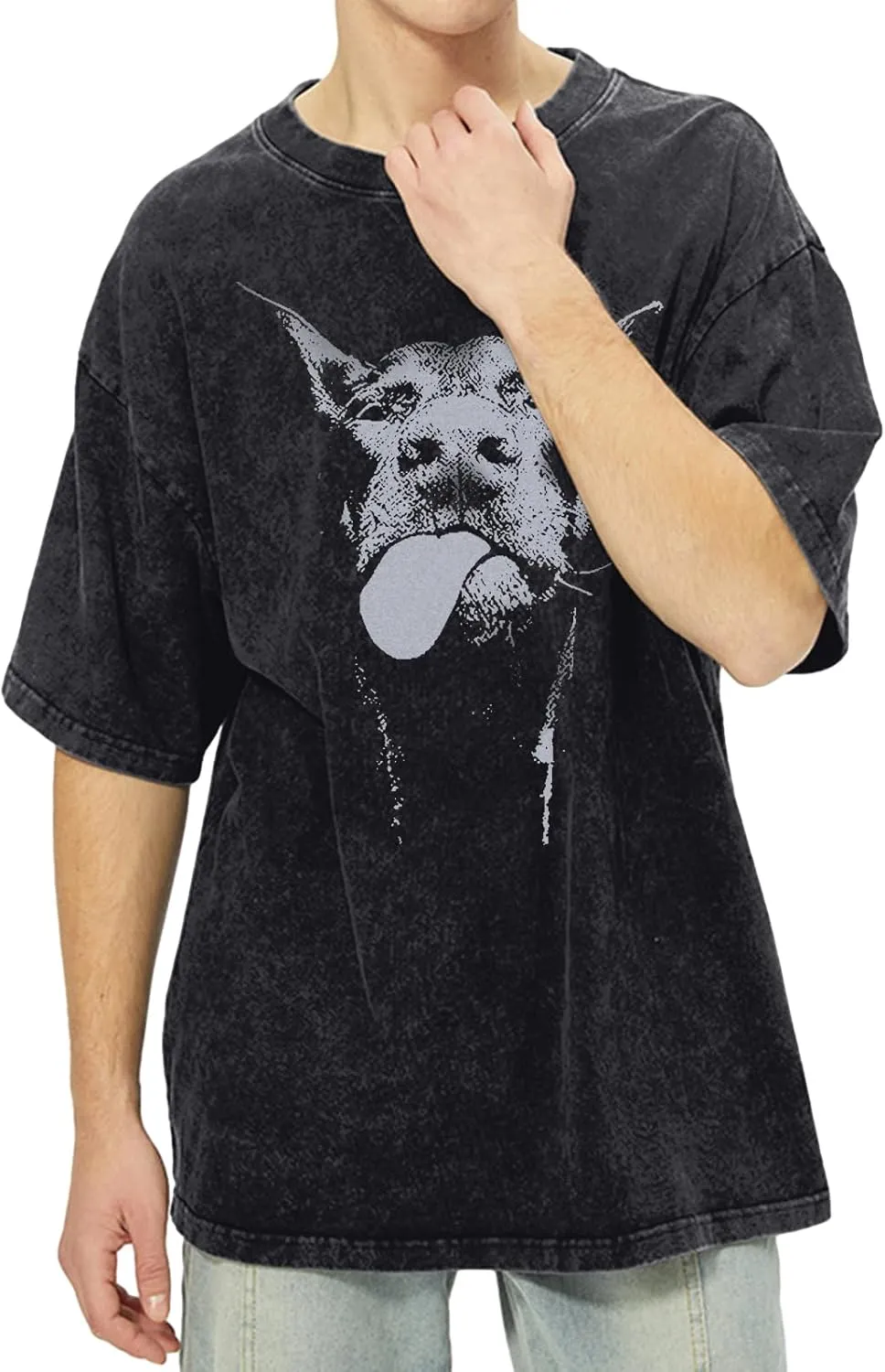 Oversized Graphic Tees Vintage Shirt Men Baggy Y2k Cotton Acid Wash T Shirts Harajuku Streetwear Grunge Aesthetic Top