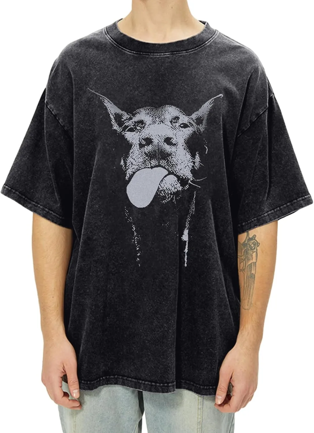 Oversized Graphic Tees Vintage Shirt Men Baggy Y2k Cotton Acid Wash T Shirts Harajuku Streetwear Grunge Aesthetic Top