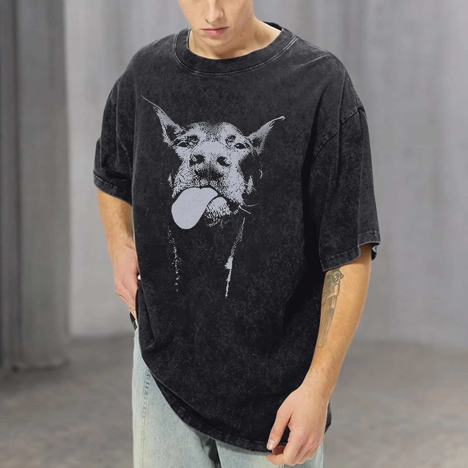 Oversized Graphic Tees Vintage Shirt Men Baggy Y2k Cotton Acid Wash T Shirts Harajuku Streetwear Grunge Aesthetic Top