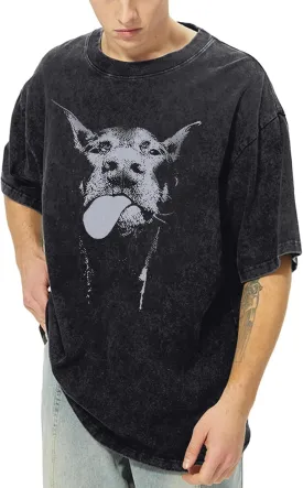 Oversized Graphic Tees Vintage Shirt Men Baggy Y2k Cotton Acid Wash T Shirts Harajuku Streetwear Grunge Aesthetic Top