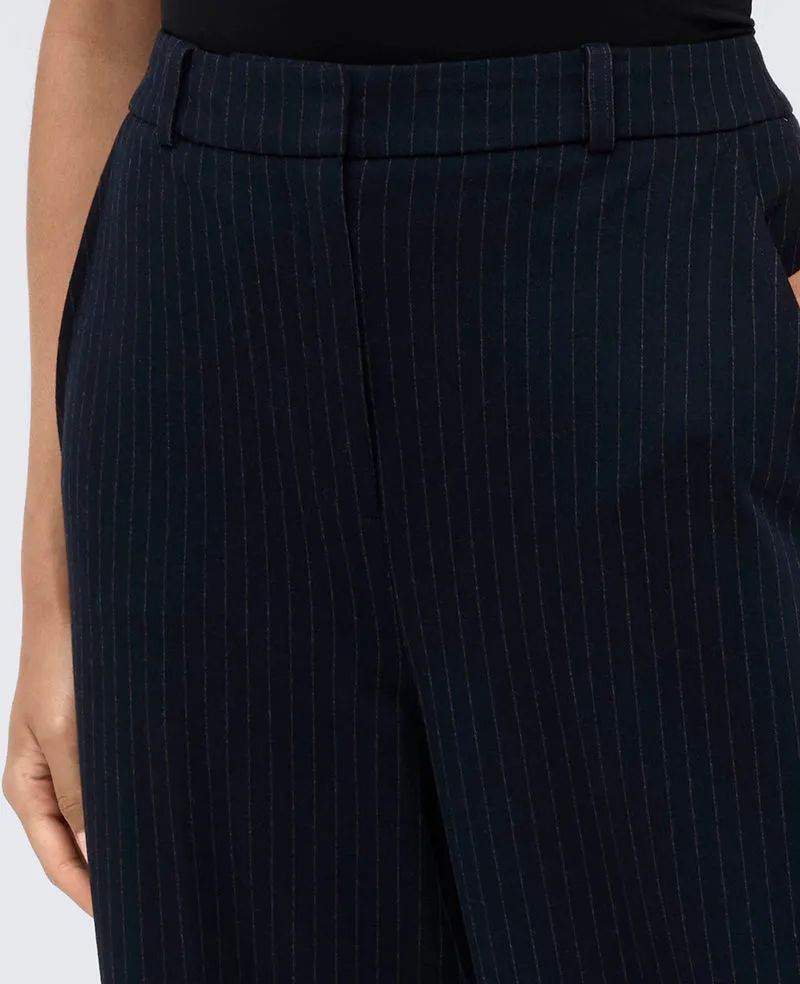 Pinstripe High Rise Wide Leg Trouser