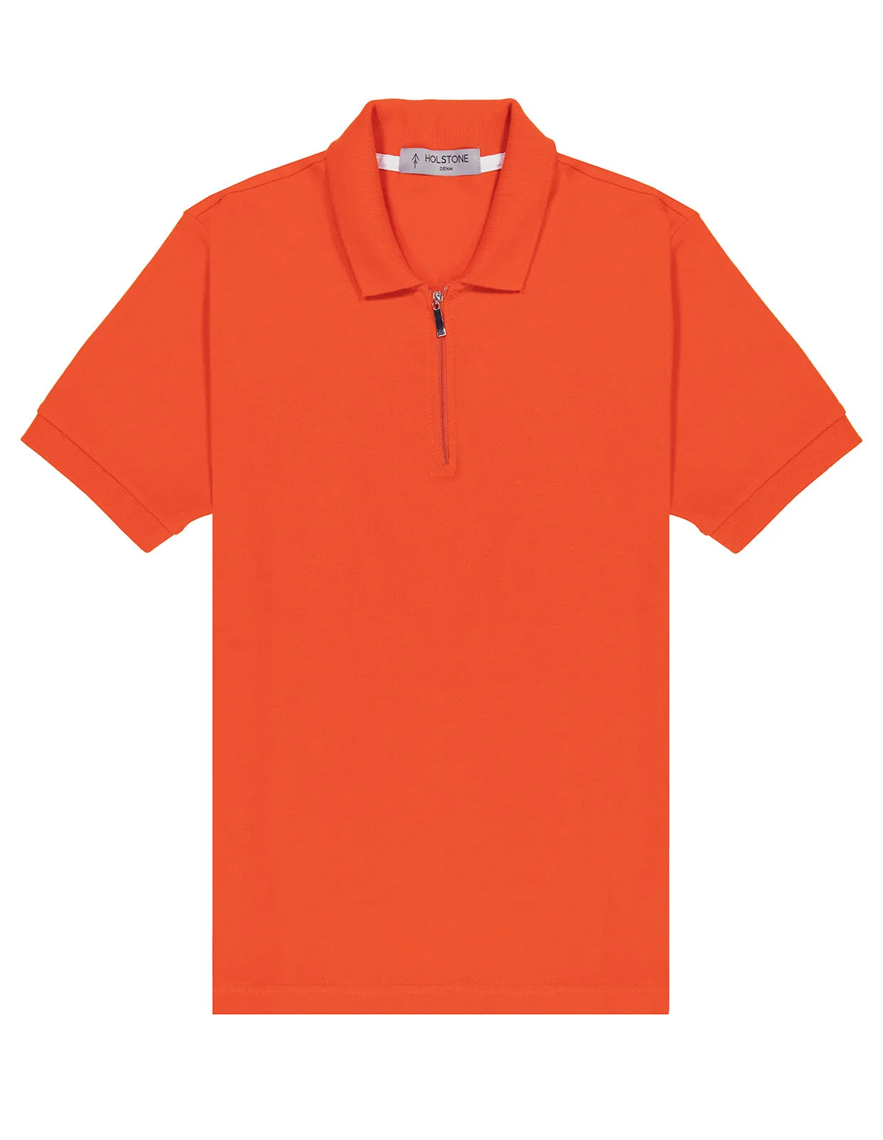 Playera Polo Con Cierre Holstone Slim Fit - Naranja