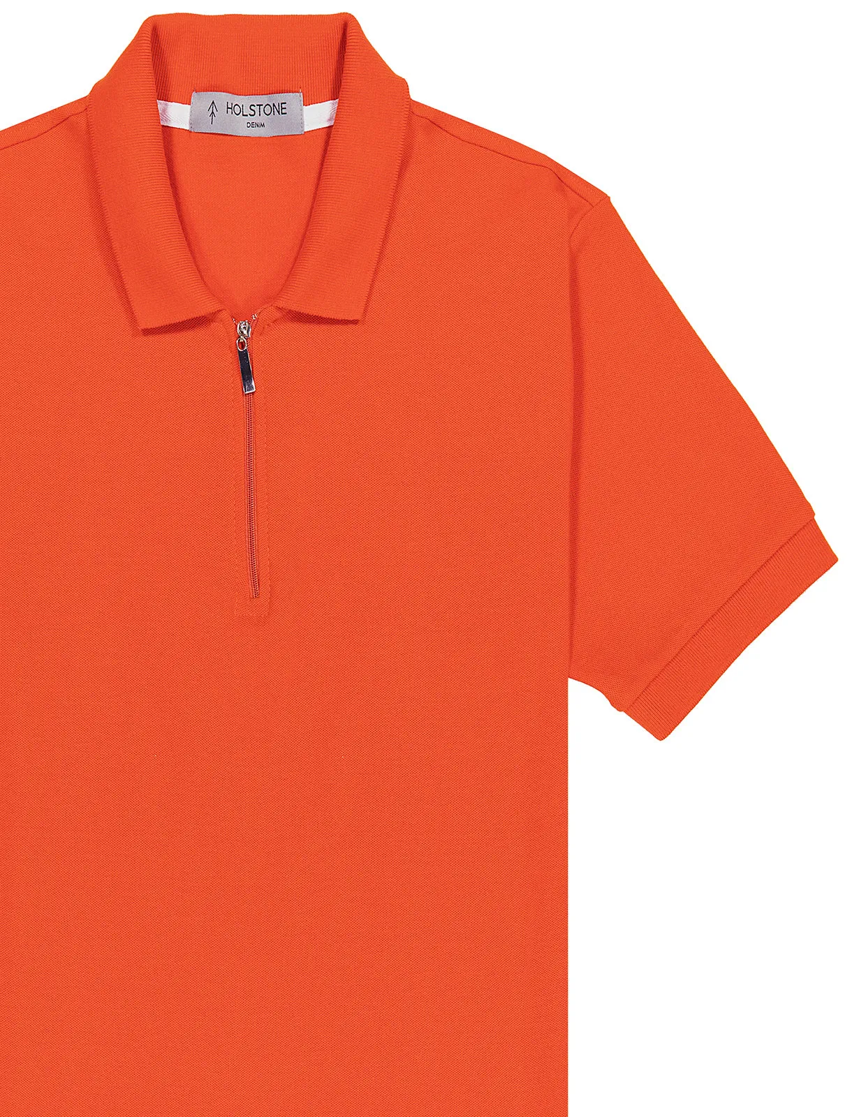 Playera Polo Con Cierre Holstone Slim Fit - Naranja